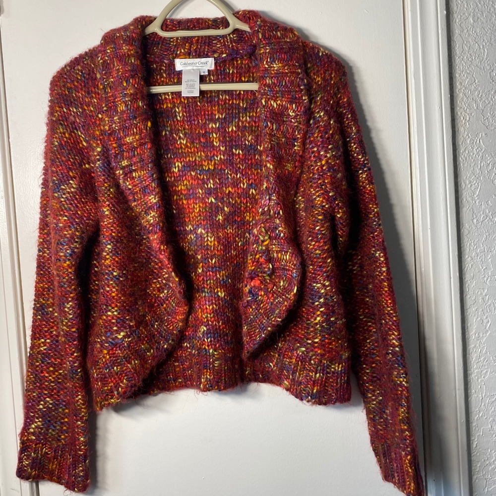 Coldwater Creek Womens Small Multicolor Marled Mohair Knit Cardigan Sweater